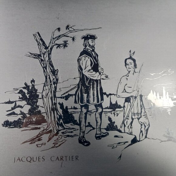 Canada Centennial Tray / Plaque Jacques Cartier Kanata Hochelaga Aluminium - Picture 3 of 9